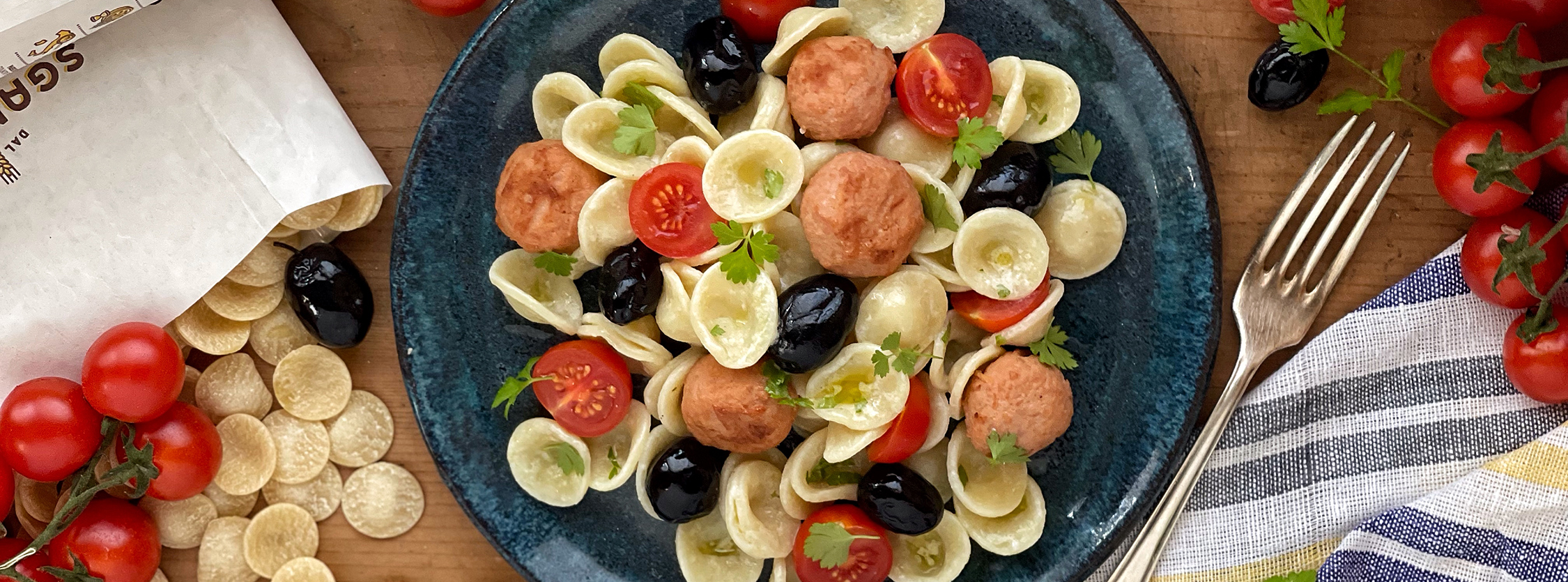 Orecchiette Sgambaro Etichetta Gialla al limone con polpette al tonno